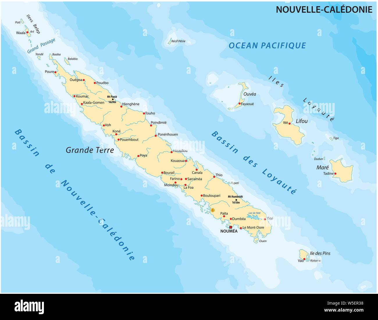 Map New Caledonia is the Frenchowned archipelago in the South Pacific Stock Vector