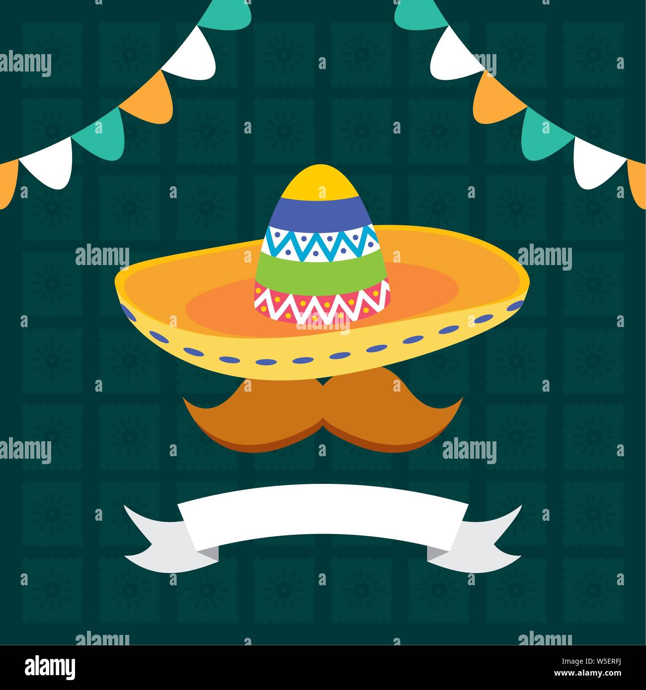 hat with mustache celebration viva mexico Stock Vector Image & Art - Alamy
