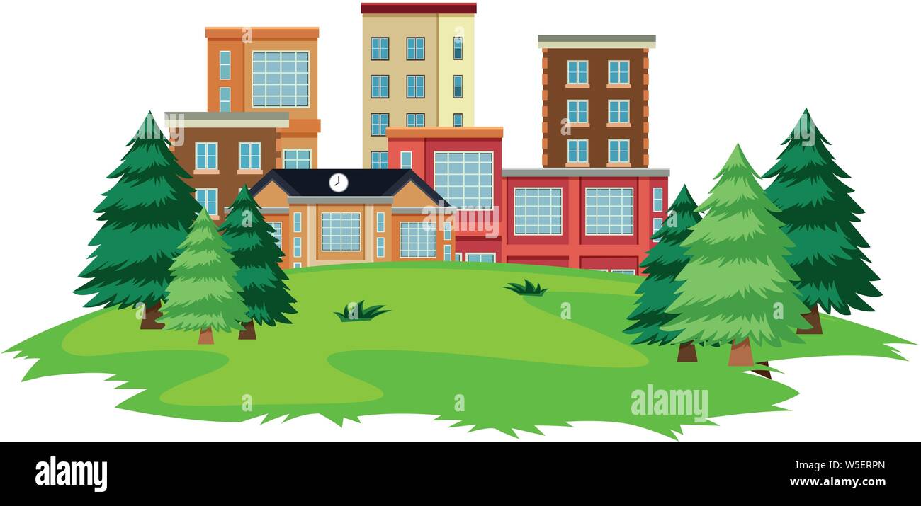 School compound with playground park illustration Stock Vector