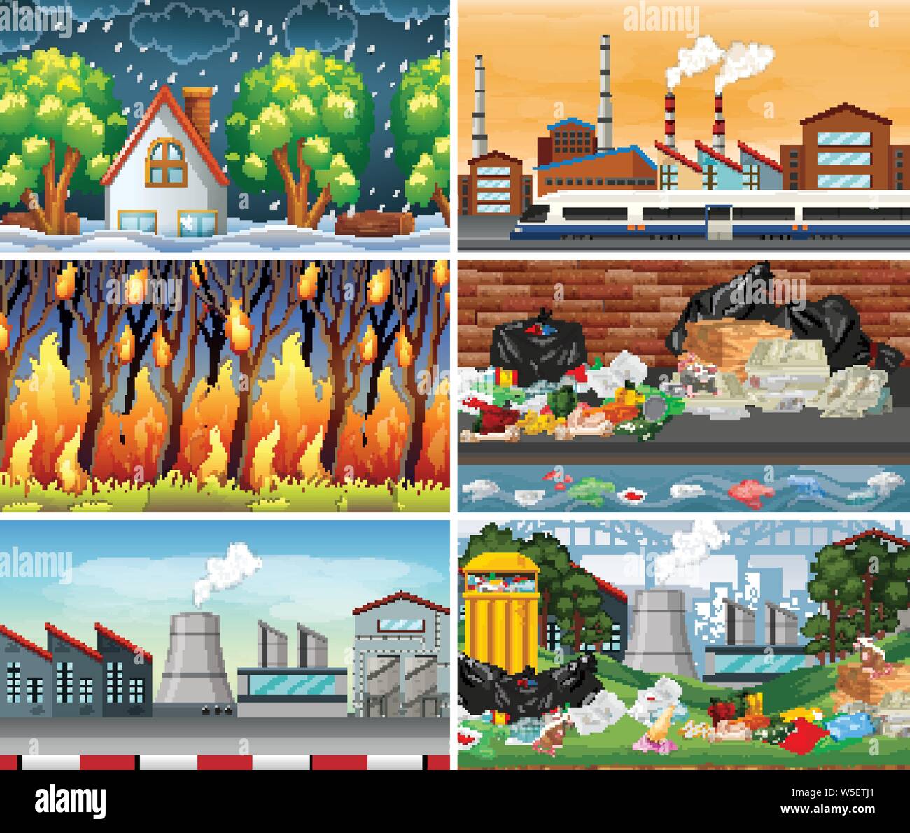 Polluted Scenes Set of polluted scenes illustration Stock Vector Image & Art - Alamy