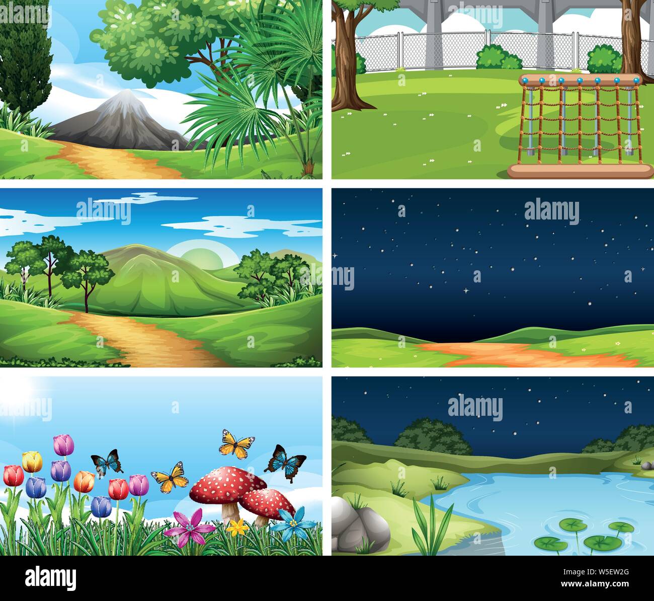 Set of outdoor nature scenes blank empty templates illustration Stock Vector Image &amp; Art - Alamy