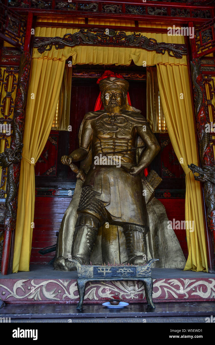 Nanning, China Nov 2, 2015. God statue at ancient temple in Nanning