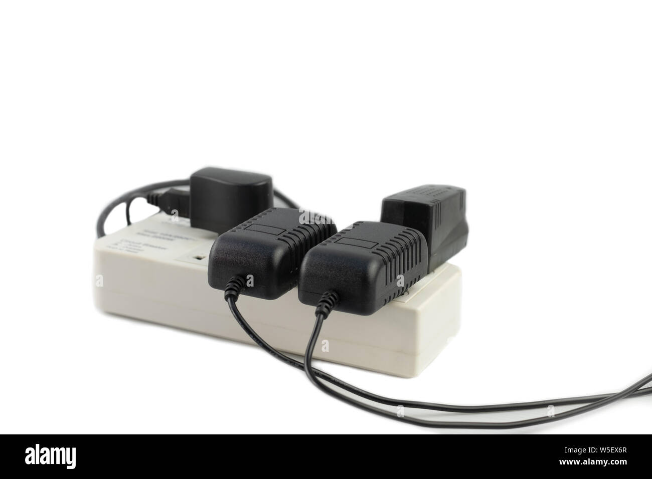 Multiple socket with connected power Strip with a bunch of plugs and ...