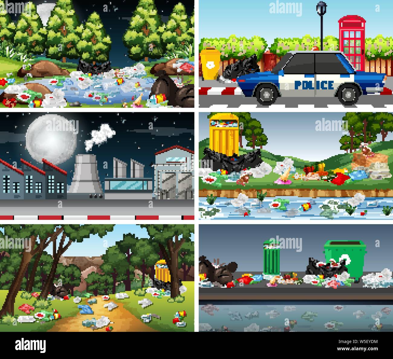 Polluted Scenes Set of polluted scenes illustration Stock Vector Image & Art - Alamy
