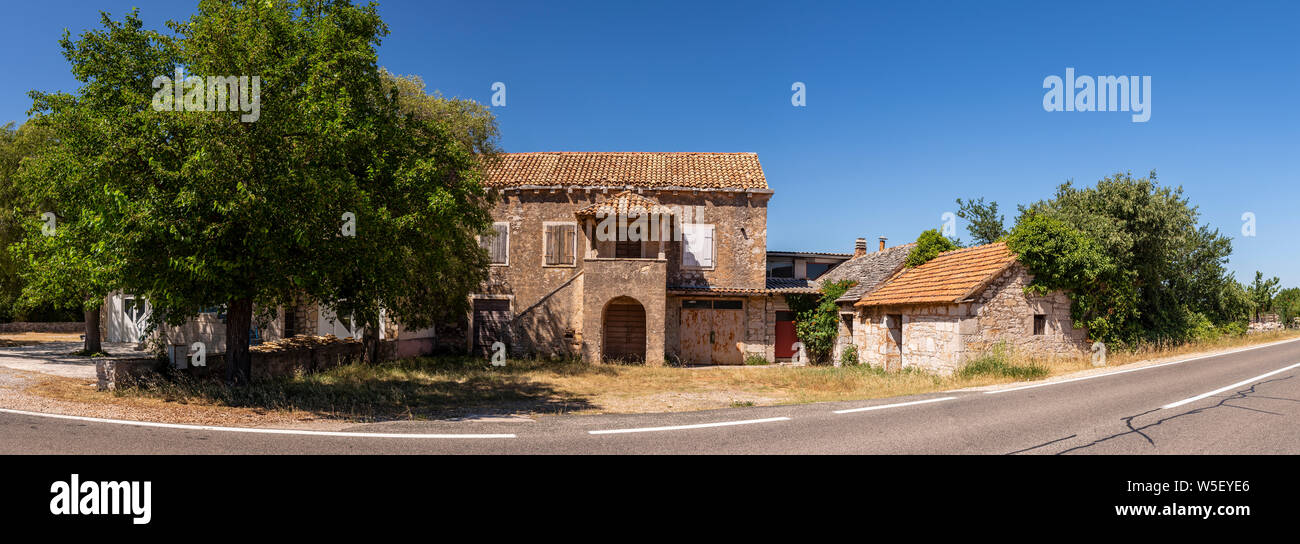 Panoramic view of an old roadside cottage at Gradina in Croatia Stock Photo