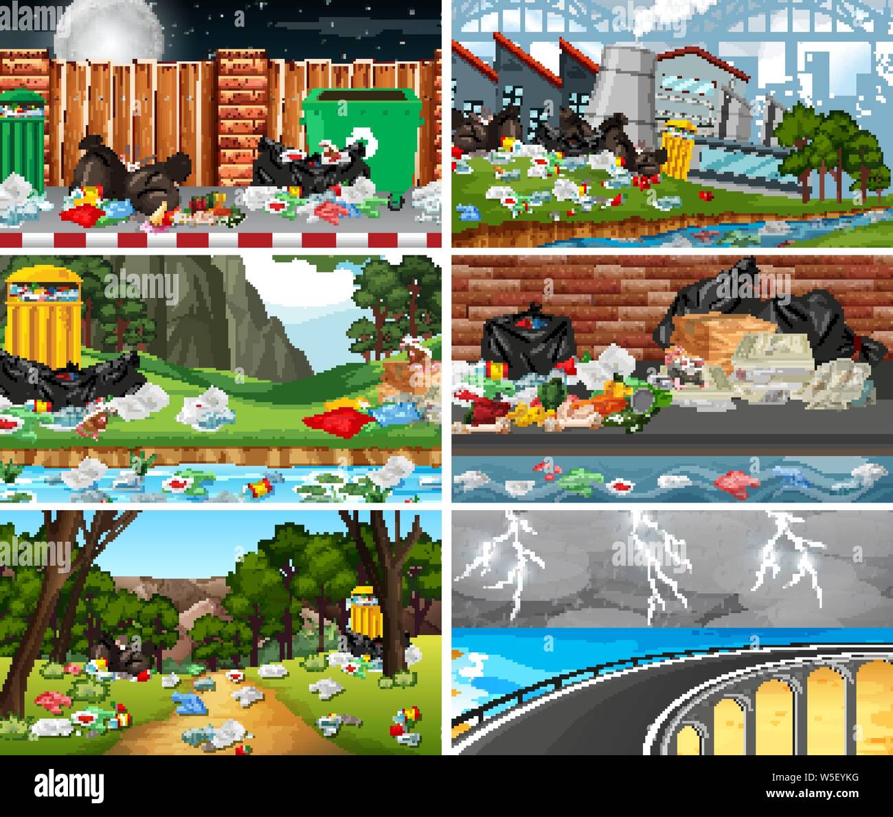 Polluted Scenes Set of polluted scenes illustration Stock Vector Image & Art - Alamy