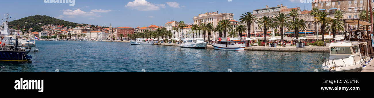 Panoramic view of Split harbour on the Adriatic coast of Croatia Stock Photo