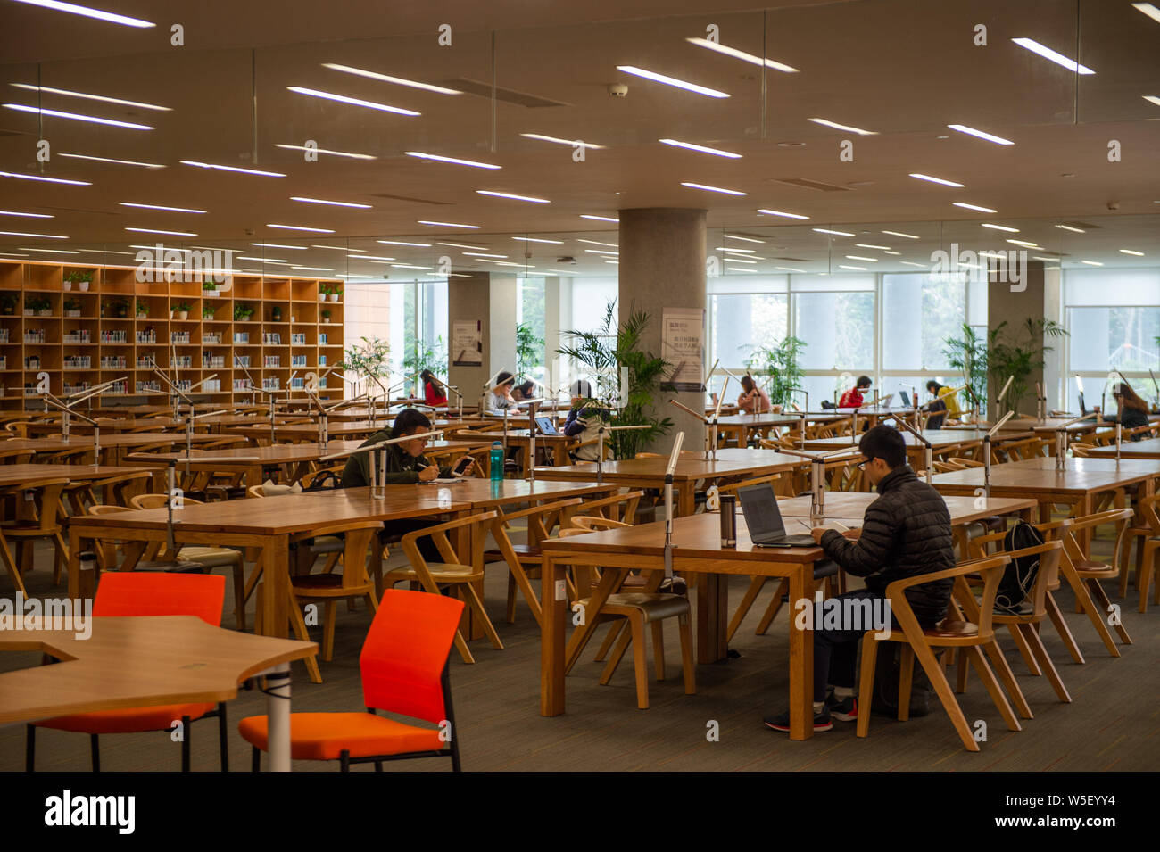 Interior view of the library of the Chinese University of Hong Kong