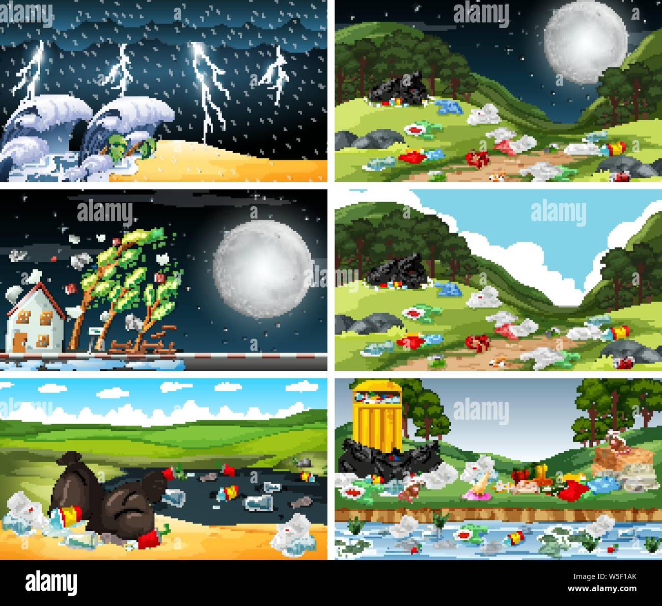 Polluted Scenes Set of polluted scenes illustration Stock Vector Image & Art - Alamy
