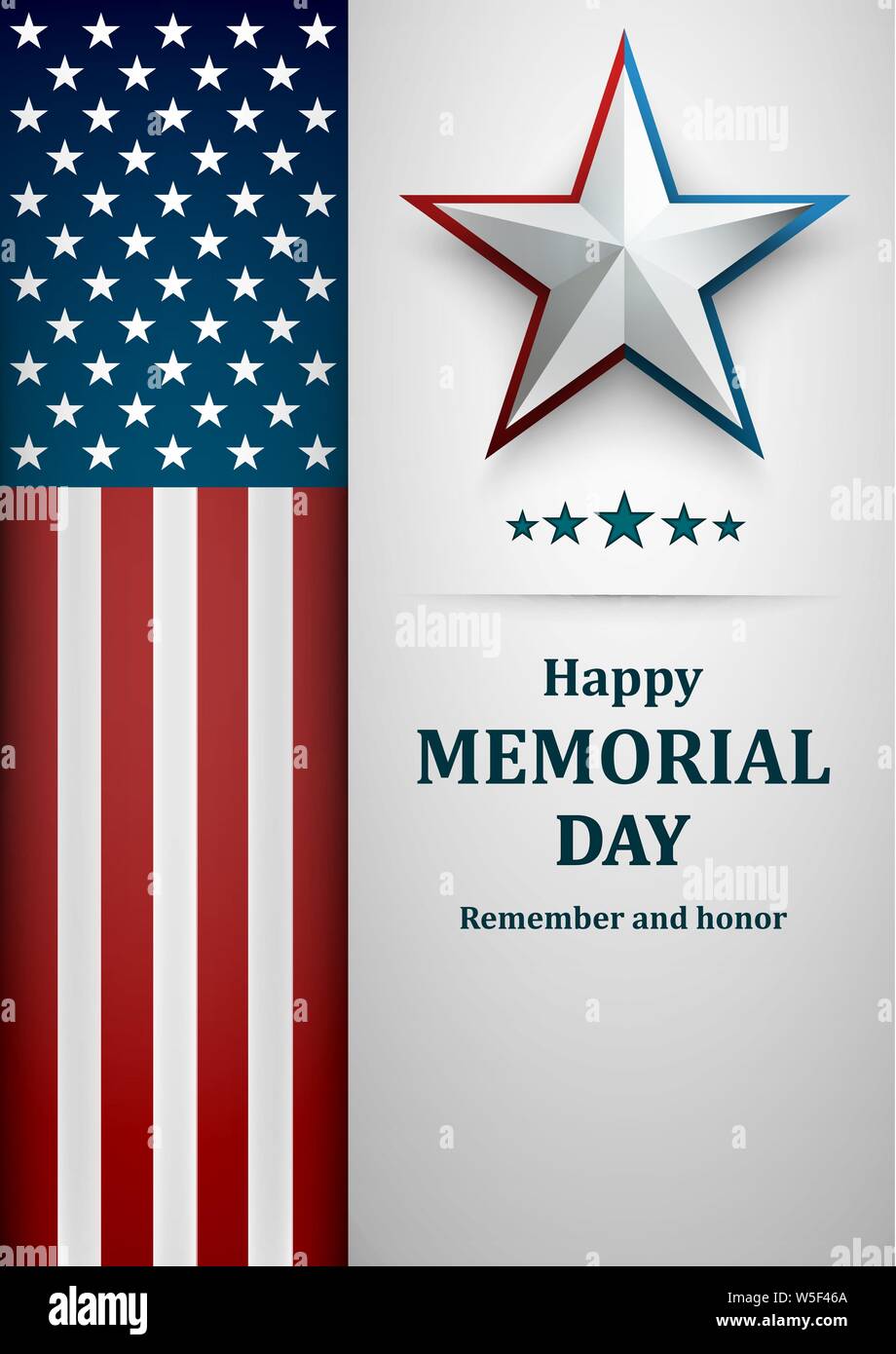 Banner for memorial day. American flag on gray background Stock Vector ...