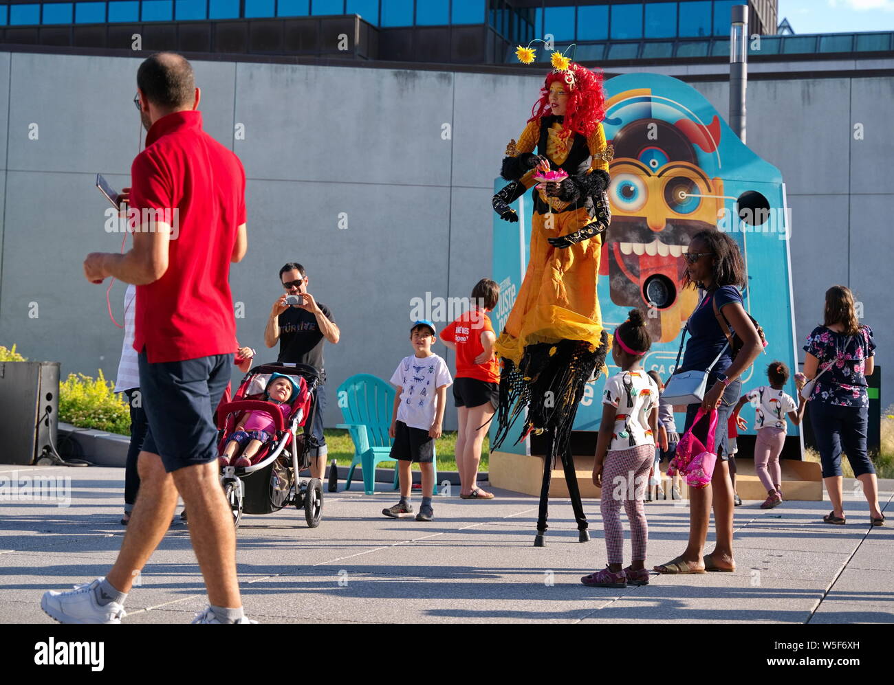 Montreal Quebec, Canada. Jul 2019. Events, comedy shows, performers, and fun and food, at the Just For Laughs Festival. Illustrative Editorial. Stock Photo