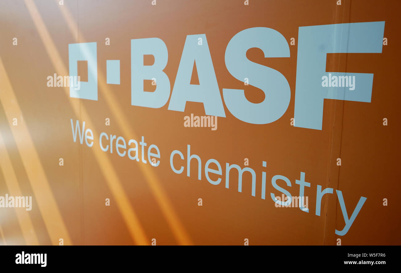 --FILE--View of a signboard of German chemical giant BASF in Shanghai ...