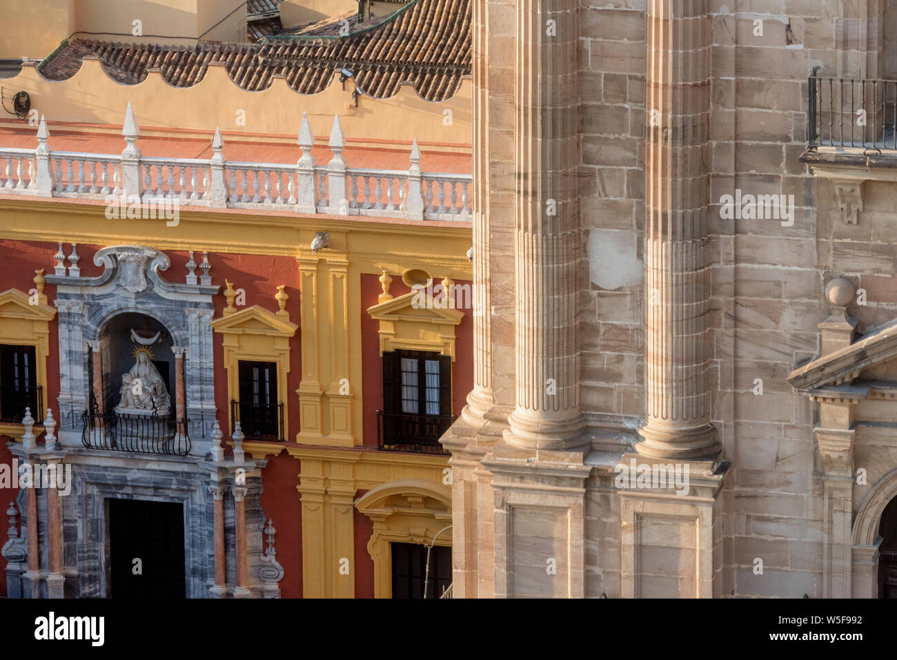 Episcopal Palace in Plaza del Obispo - one of most important late baroque architecture in Malaga, Spain Stock Photo