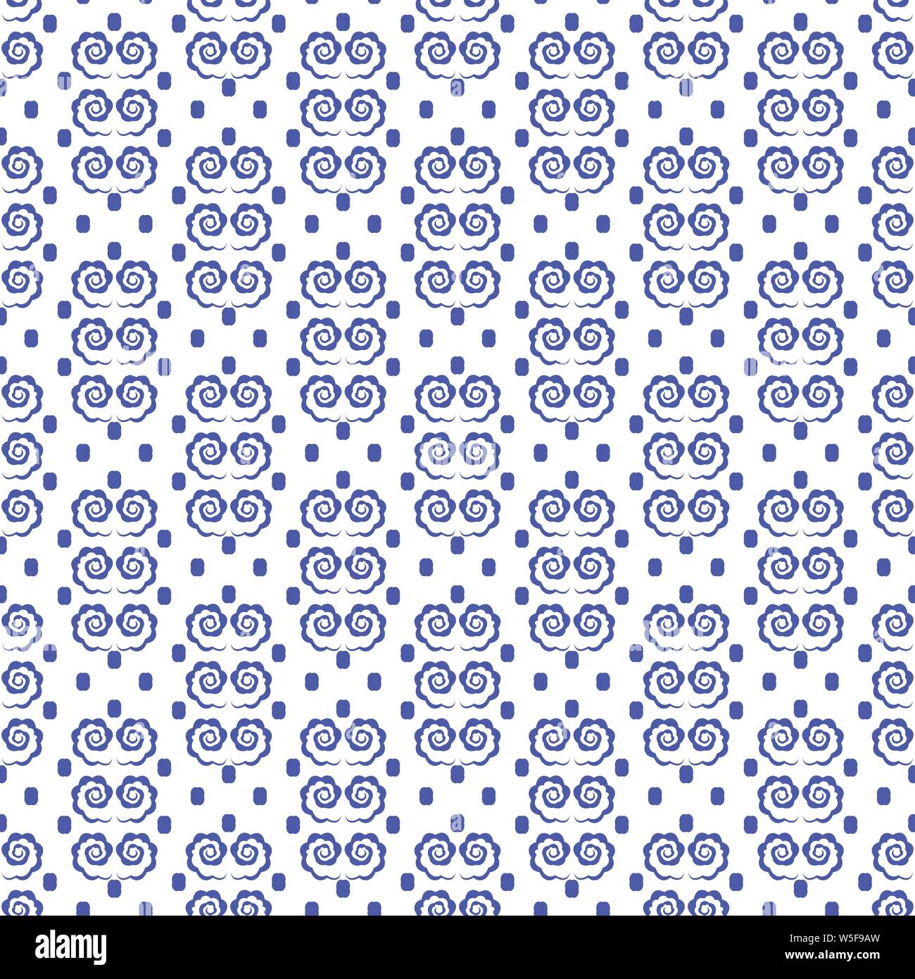 Abstract geometric seamless pattern with blue spirals. Vector endless ...