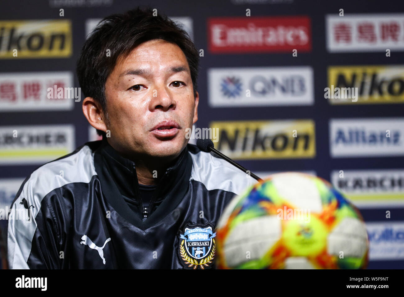 Head Coach Toru Oniki Of Japan S Kawasaki Frontale F C Attends A Press Conference Before The Group H Match Against China S Shanghai Sipg F C During Stock Photo Alamy