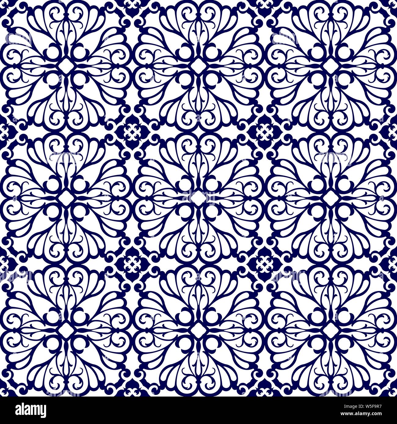 Medieval floral seamless pattern in damask style for design Stock