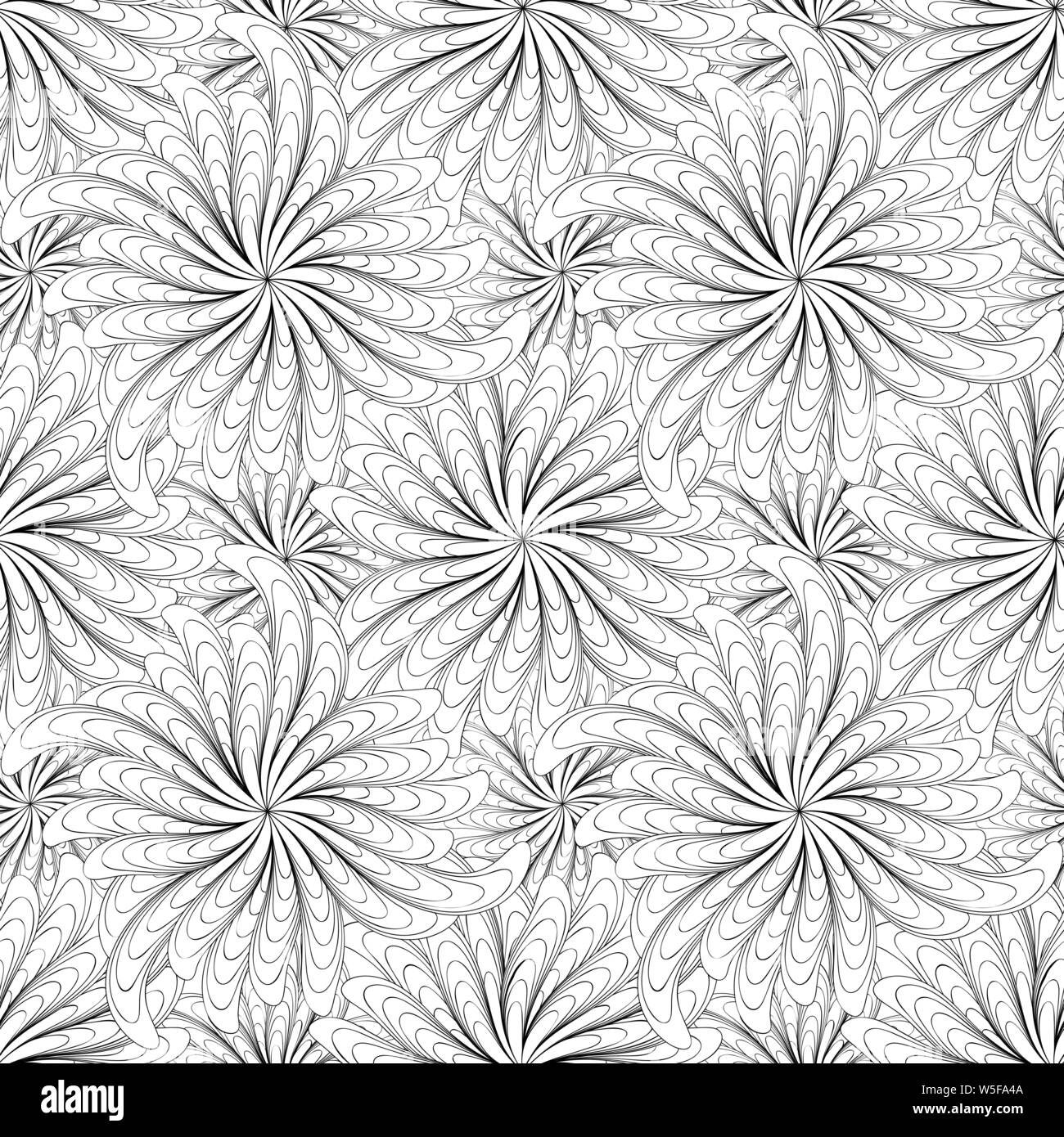 Abstract black and white flowers seamless pattern Stock Vector Image ...