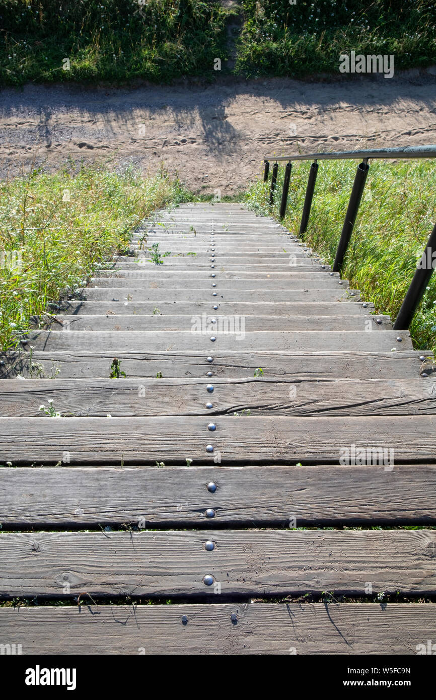 Free Stock Photo of Steep steps down from lookout tower