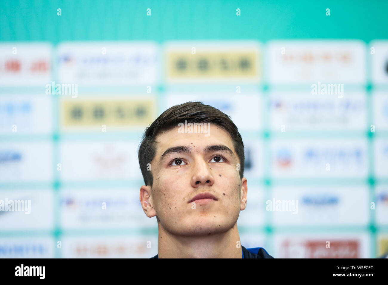 Eldor Shomurodov of Uzbekistan national football team attends a press