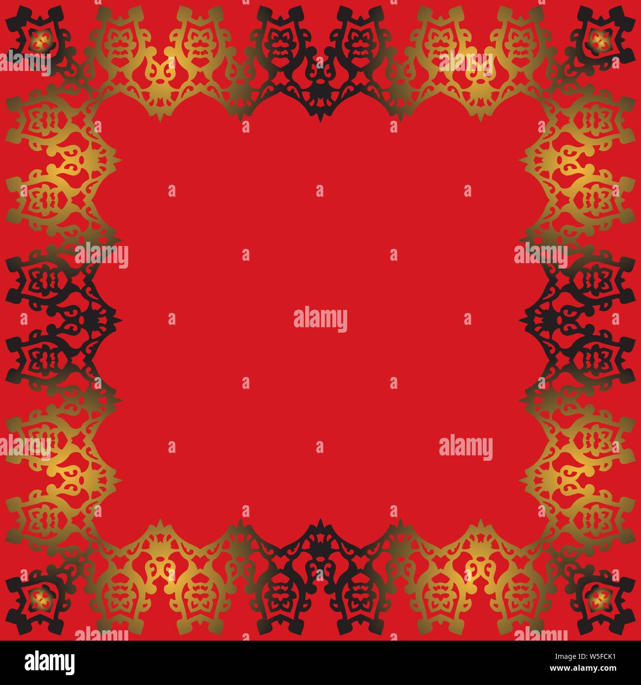 Seamless gold abstract frame on a red background Stock Vector Image