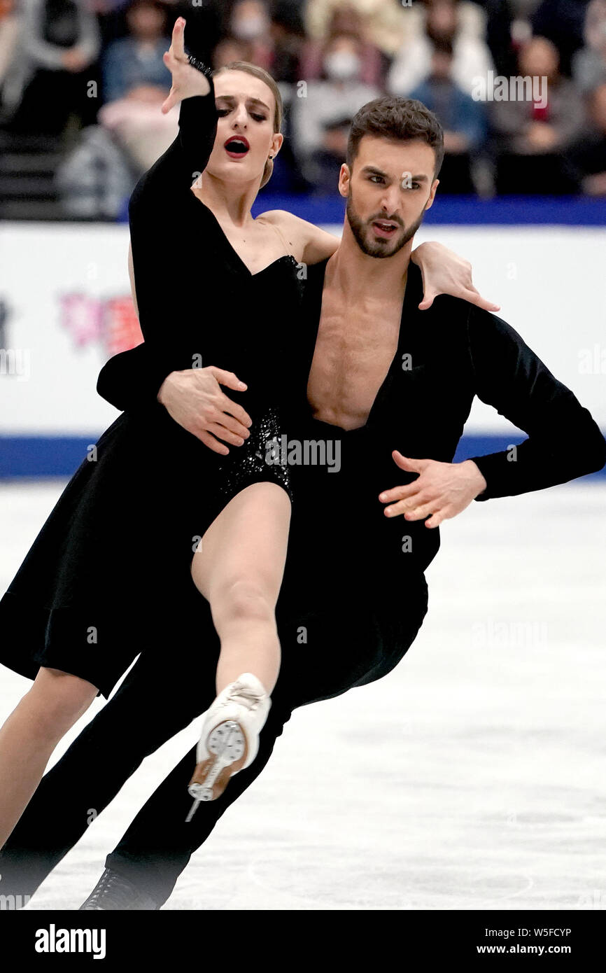 French ice dancers Gabriella Papadakis and Guillaume Cizeron compete in