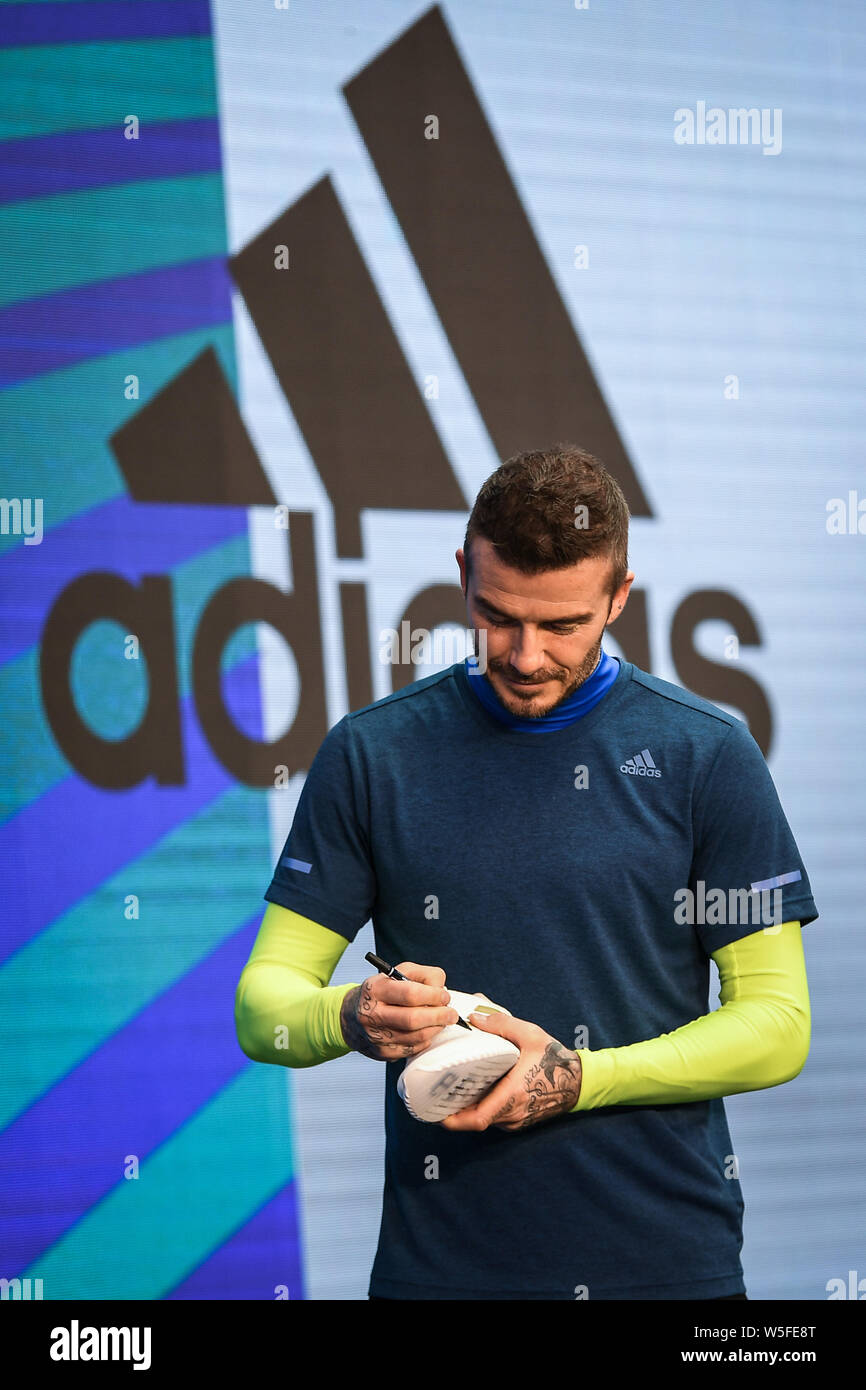 English football star David Beckham attends the launch event for new  products of adidas Originals x David Beckham in Guangzhou city, south  China's Gua Stock Photo - Alamy