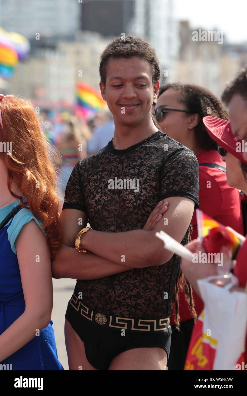 Solomon Curtis, the Labour candidate for Brighton Pavilion 2017 General Election pictured at Brighton Pride 2018 Stock Photo