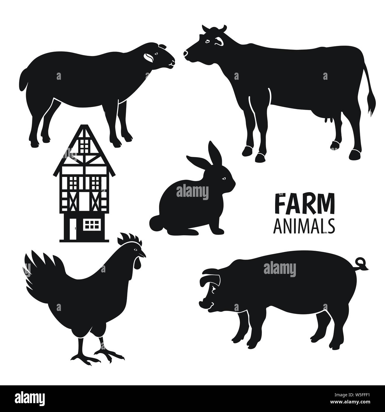 Isolated animals farm on the white background Stock Vector Image & Art ...
