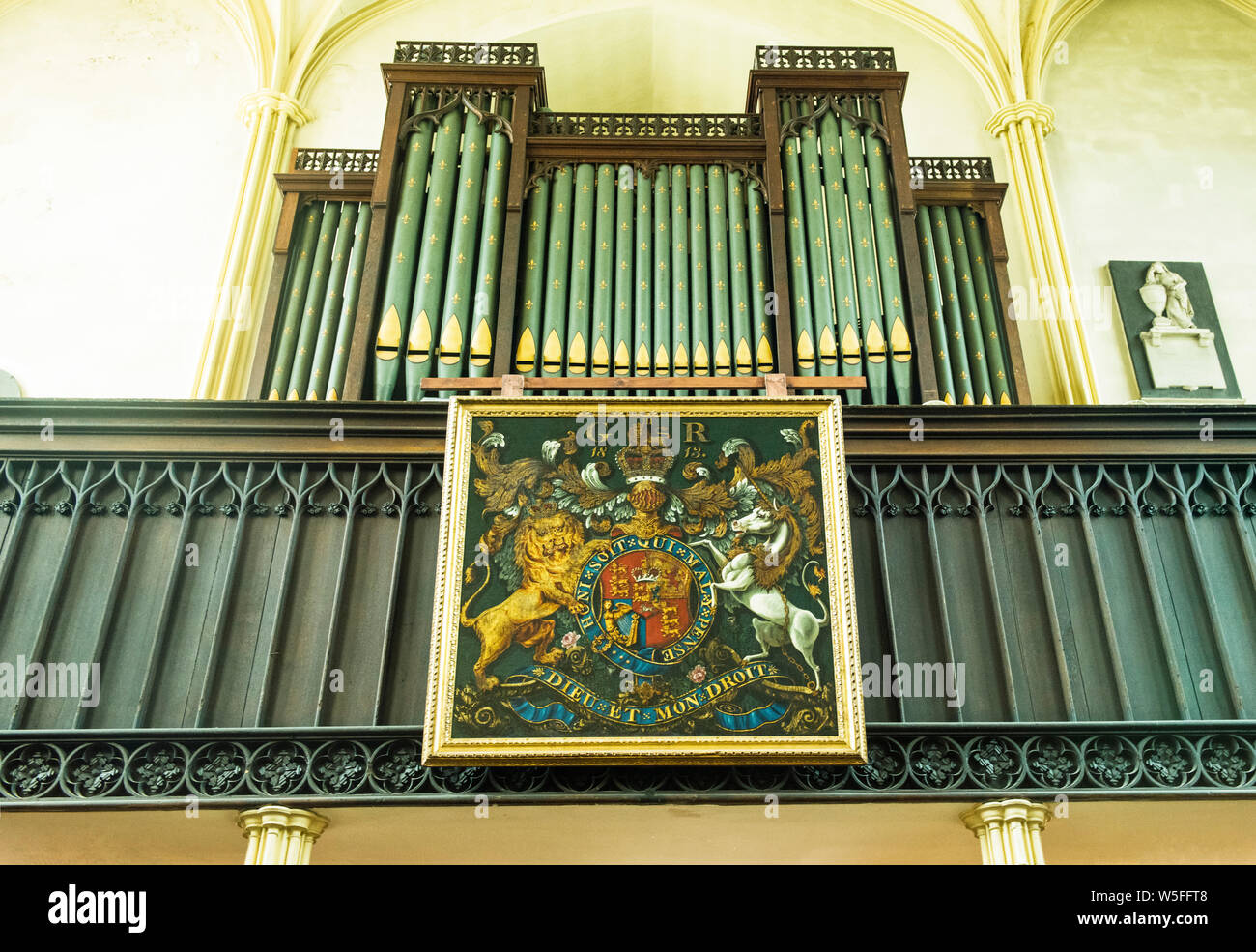 The organ loft in the Tetbury church of St Mary the Virgin Stock Photo