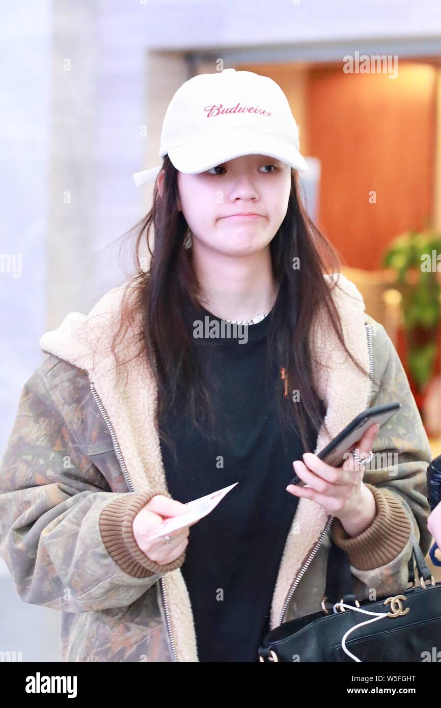 Chinese actress Jelly Lin or Lin Yun arrives at the Beijing Capital ...