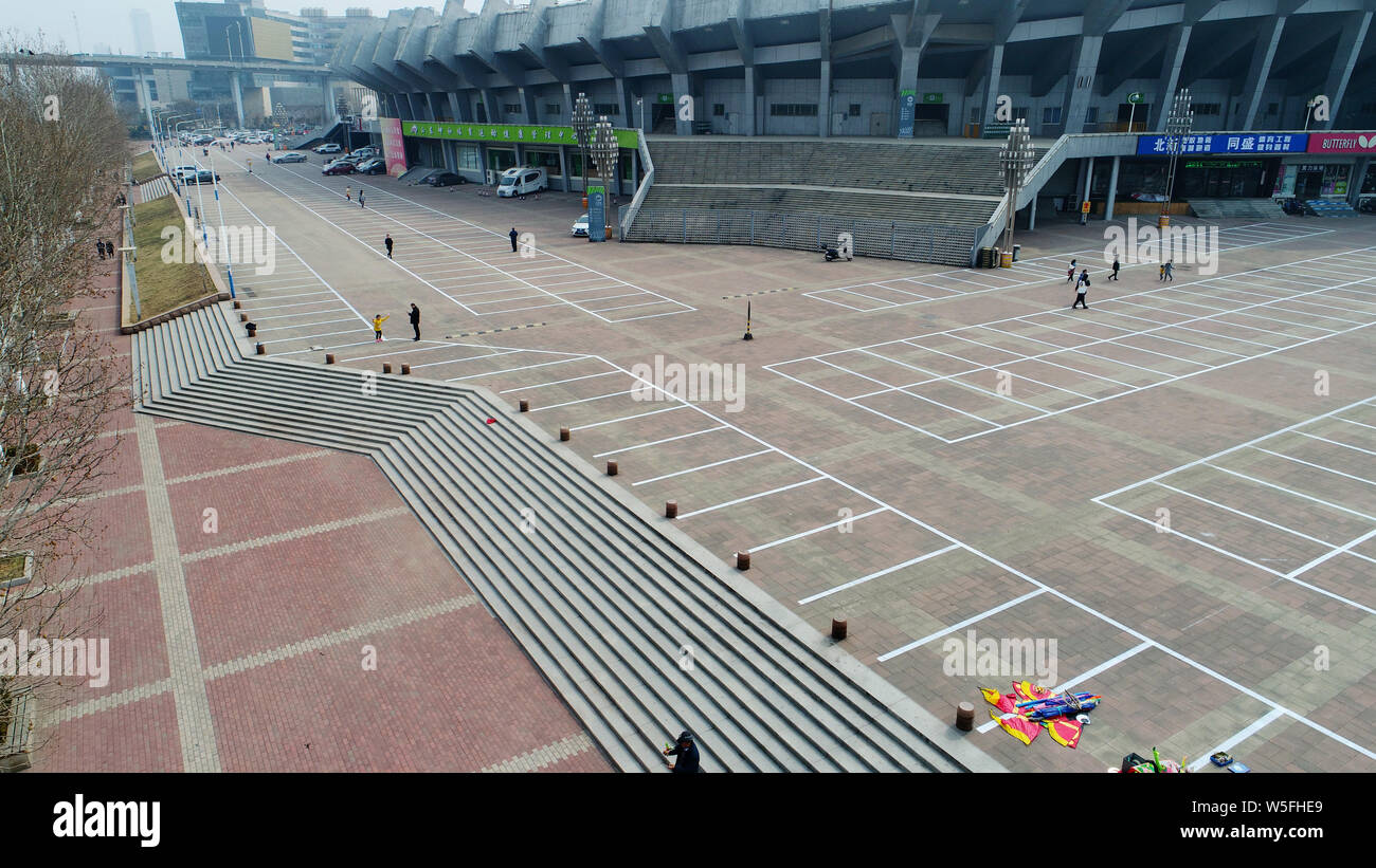 Aerial view of a parking lot transformed from a "washboard road" with