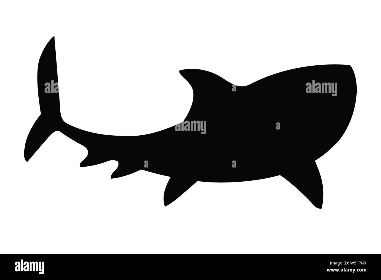 Black silhouette shark giant apex predator cartoon animal design flat  vector illustration isolated on white background Stock Vector Image & Art -  Alamy