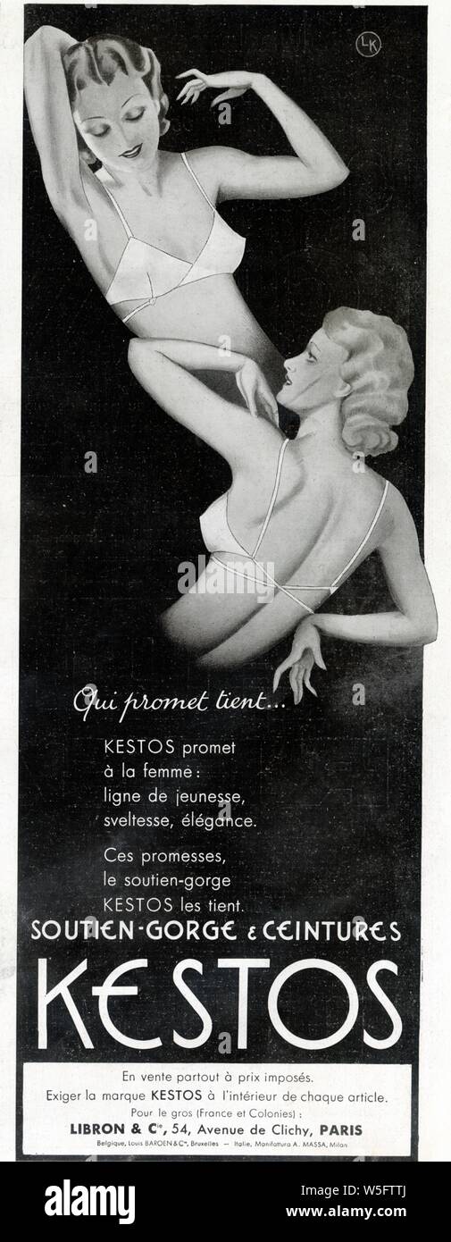 publicité ancienne.1937.soutien-gorge et ceintures kestos Stock Photo -  Alamy