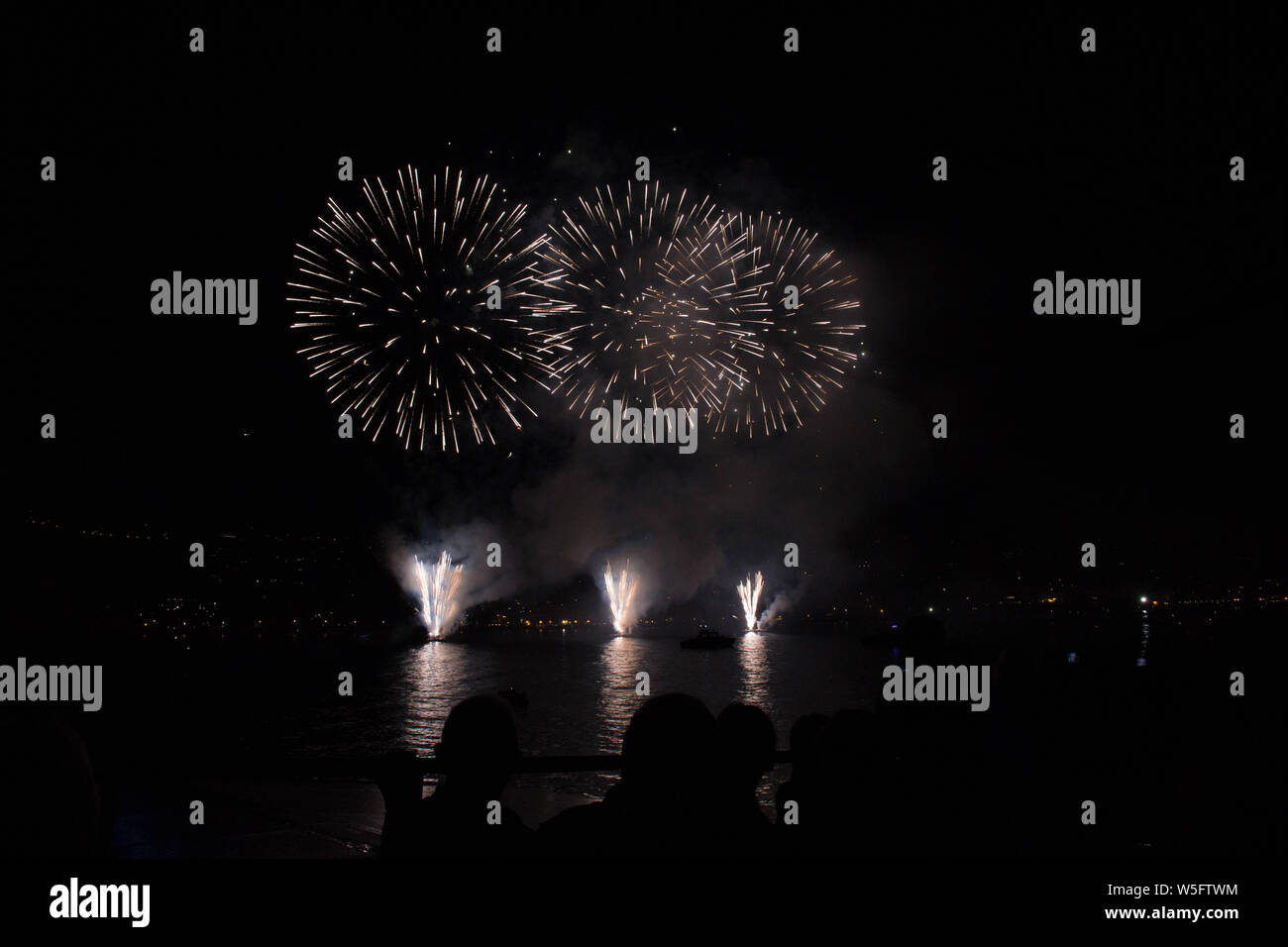 fireworks in Ischia on the feast of St. Anne on 26 July Stock Photo