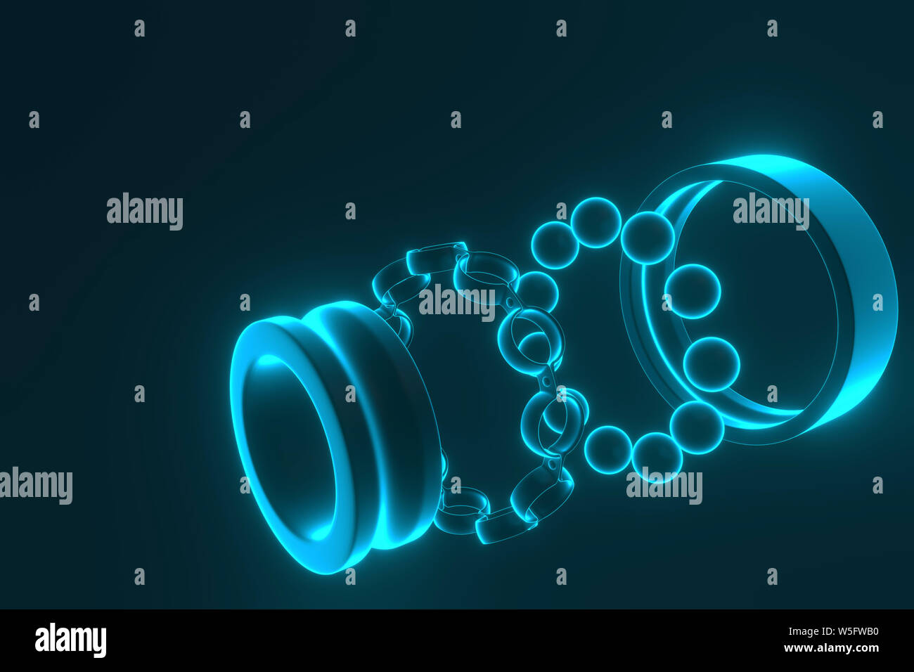 3D rendering. Automotive bearings auto spare parts. Ball bearing on a