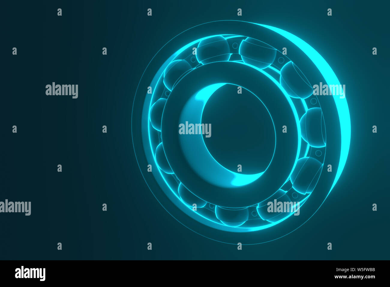 3D rendering. Automotive bearings auto spare parts. Ball bearing on a