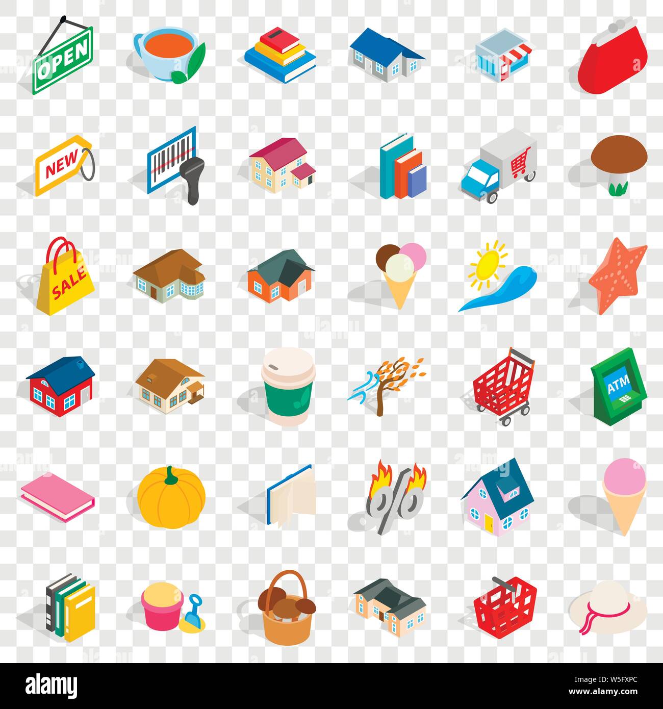 Wallet icons set, isometric style Stock Vector