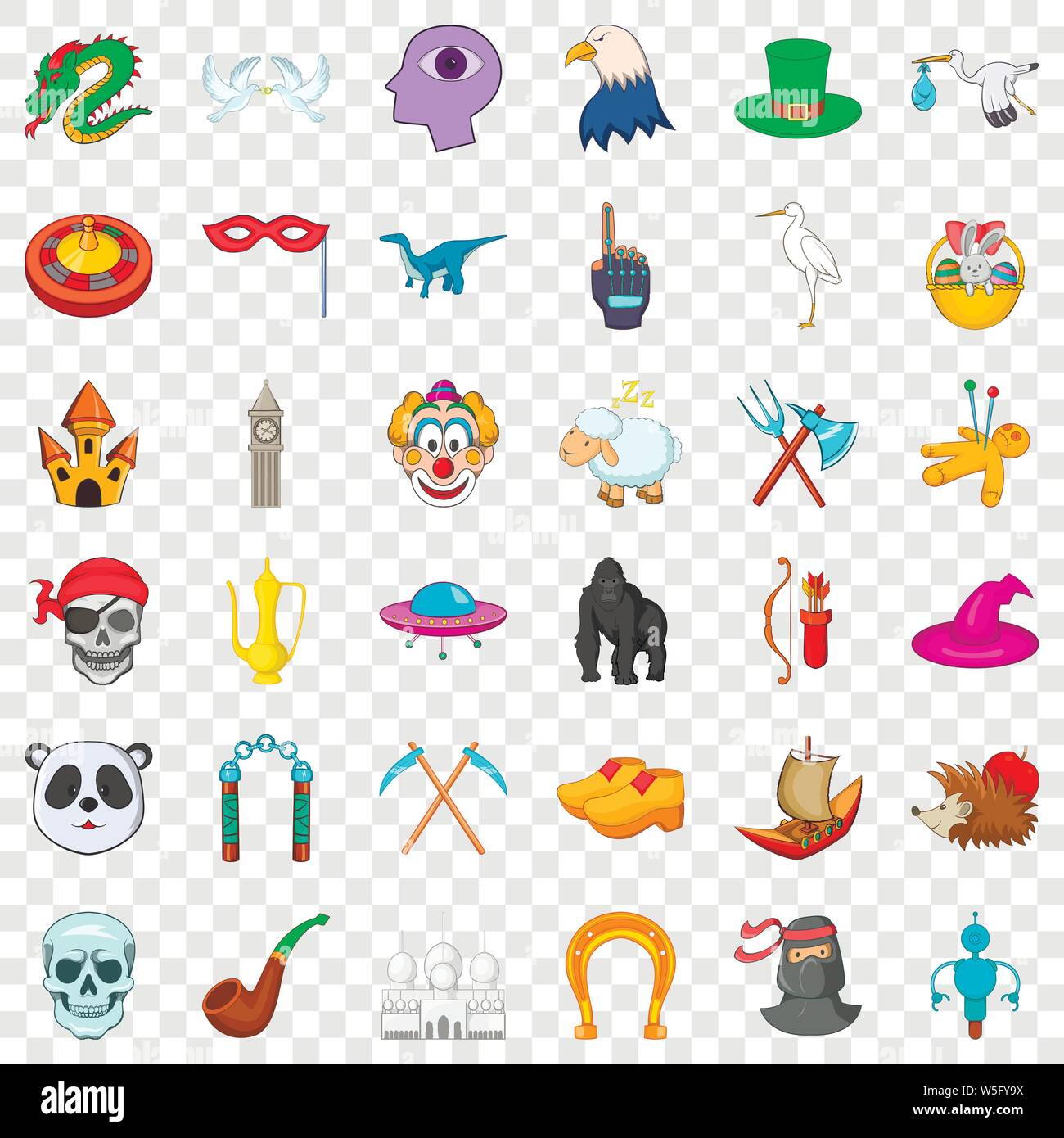 Eagle icons set, isometric style Stock Vector