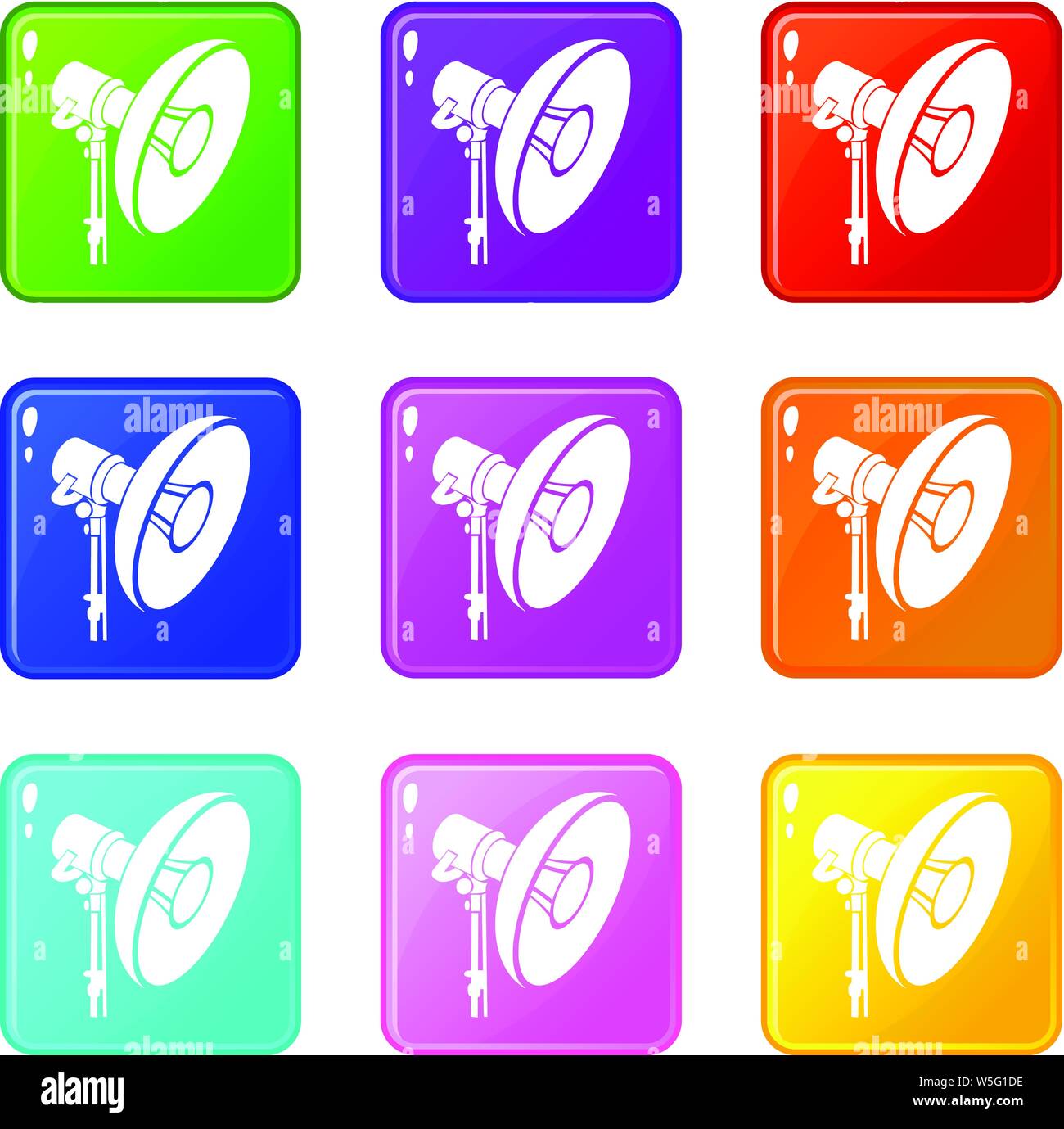 Professional studio light icons set 9 color collection Stock Vector