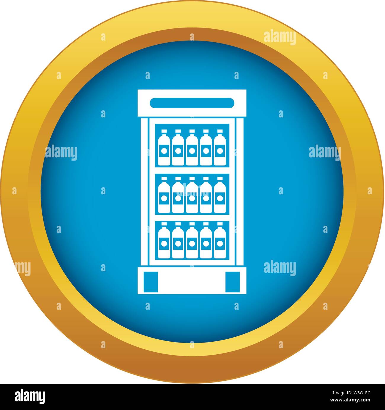 Fridge with refreshments drinks icon blue vector isolated Stock Vector