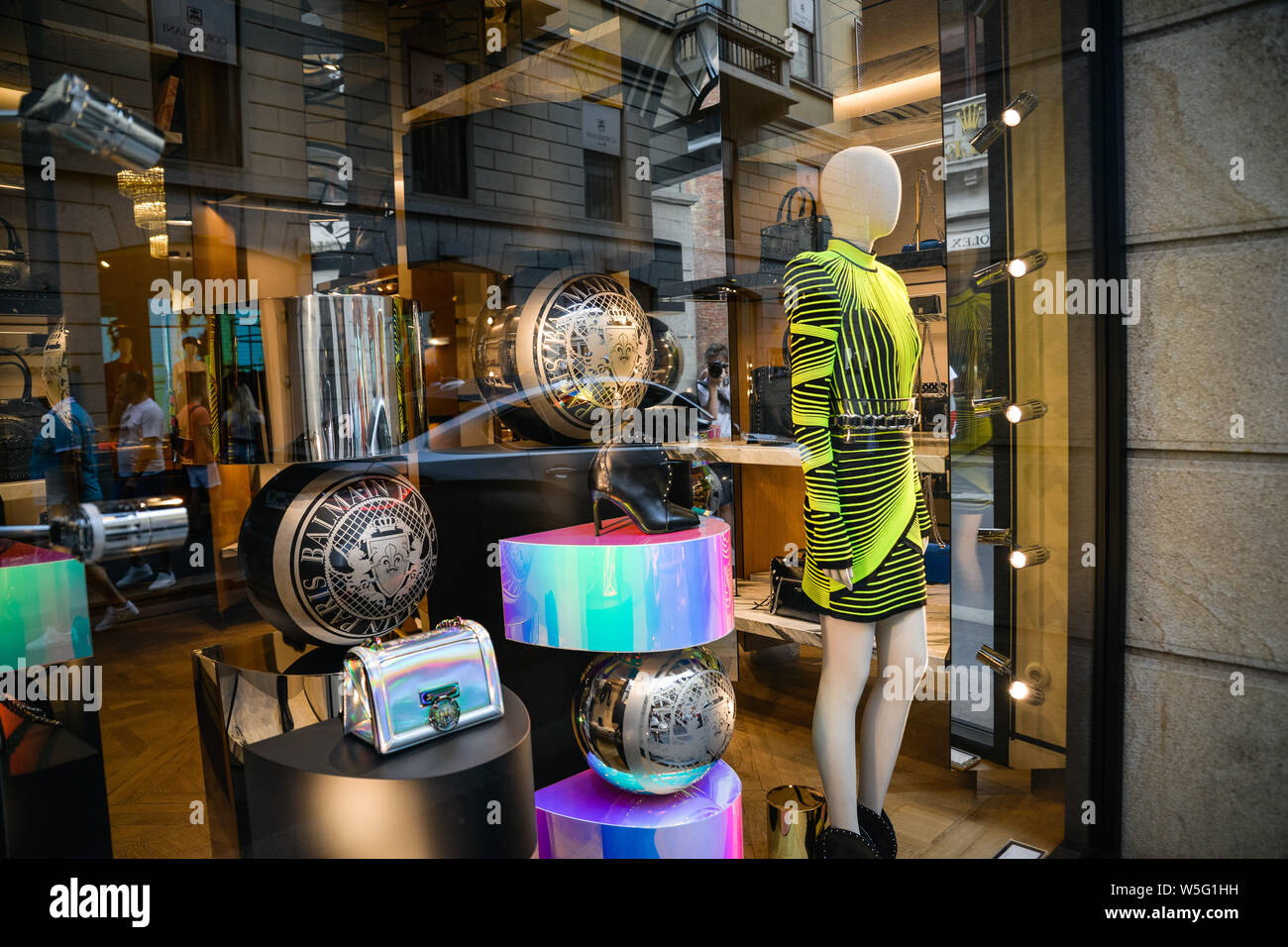 Milan, Italy - September 21, 2018: Balmain store in Milan. Montenapoleone  area. Fashion week Balmain shopping Stock Photo - Alamy