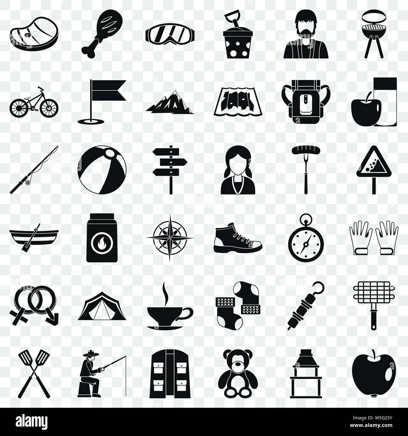 Mountain icons set, simple style Stock Vector