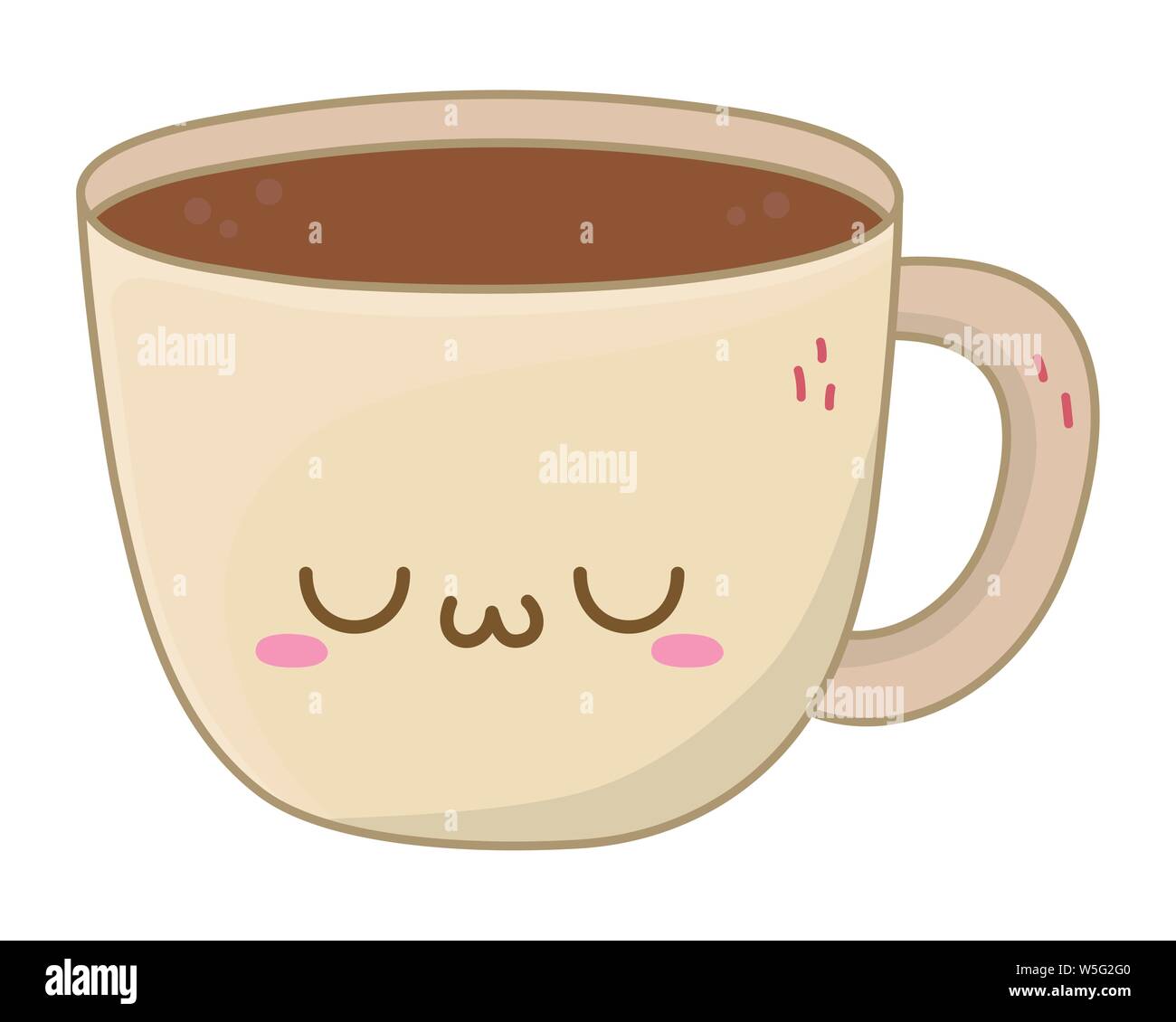Coffee Cup Cartoon Design Kawaii Expression Cute Character Funny And Emoticon Theme Vector Illustration Stock Vector Image Art Alamy