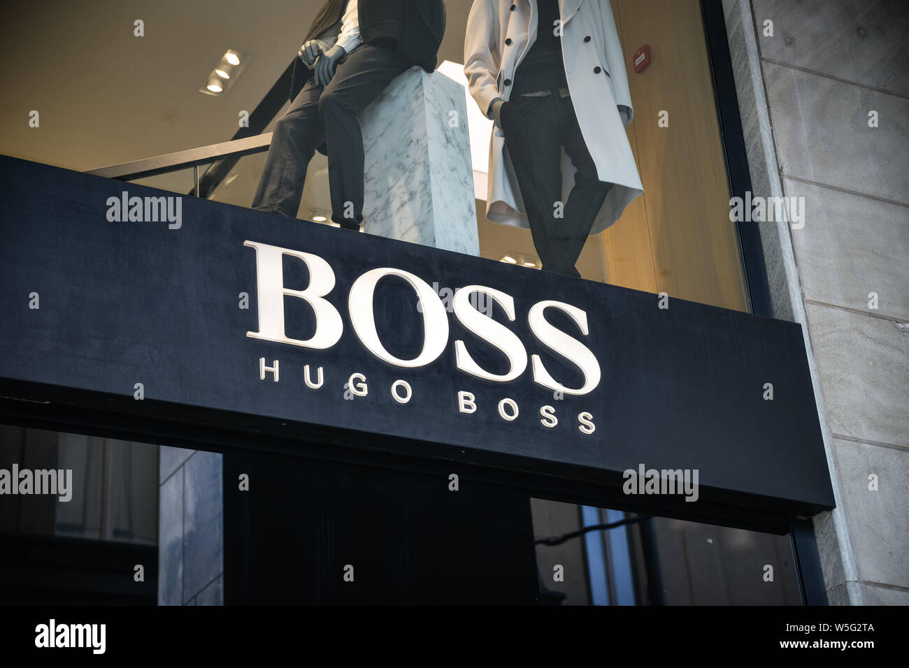 Milan, Italy - September 21, 2018: Hugo Boss store in Milan. Montenapoleone  area. Fashion week Hugo Boss shopping Stock Photo - Alamy