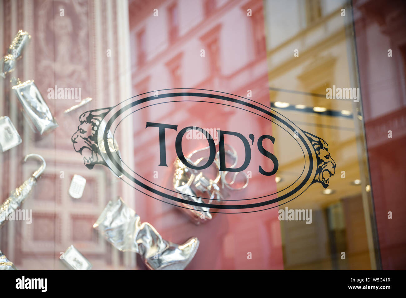 Milan, Italy - September 21, 2018: Tod s store in Milan. Montenapoleone area. Fashion week Tod s shopping. Stock Photo