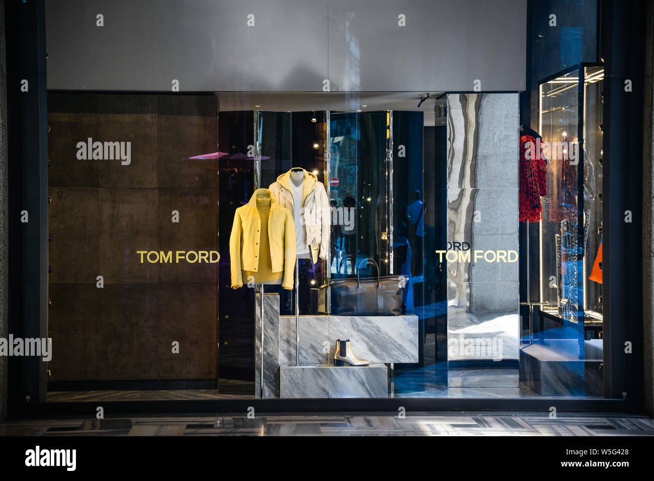 Milan, Italy - September 21, 2018: Tom Ford store in Milan. Montenapoleone  area. Fashion week Tom Ford shopping Stock Photo - Alamy, image size:1300x956