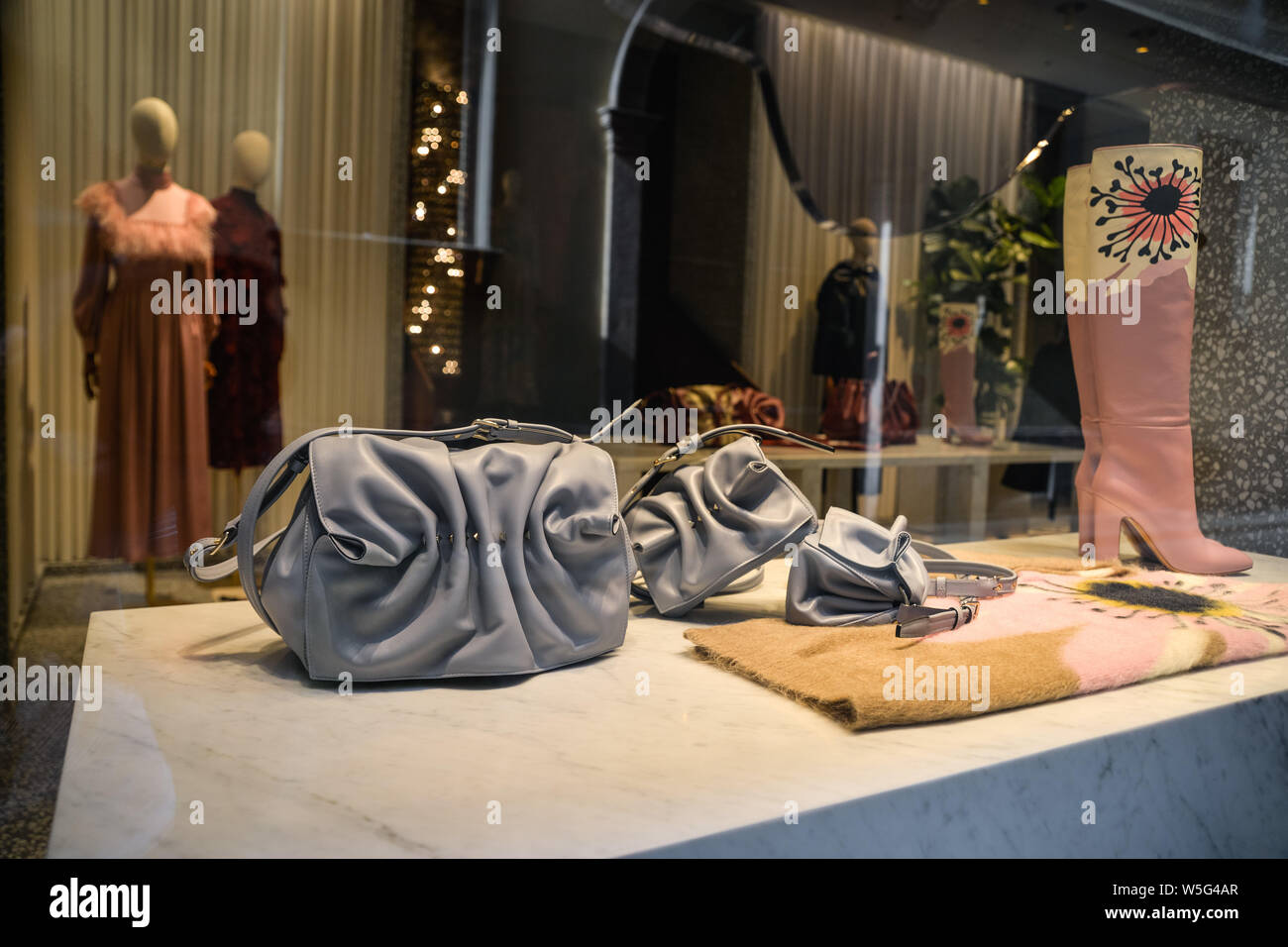 Milan, Italy - September 21, 2018: Valentino store in Milan. Montenapoleone area. Fashion week Valentino shopping. Stock Photo