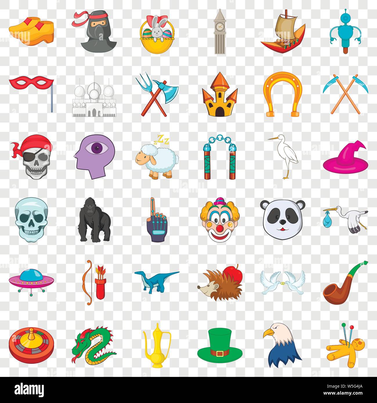 Voodoo icons set, isometric style Stock Vector