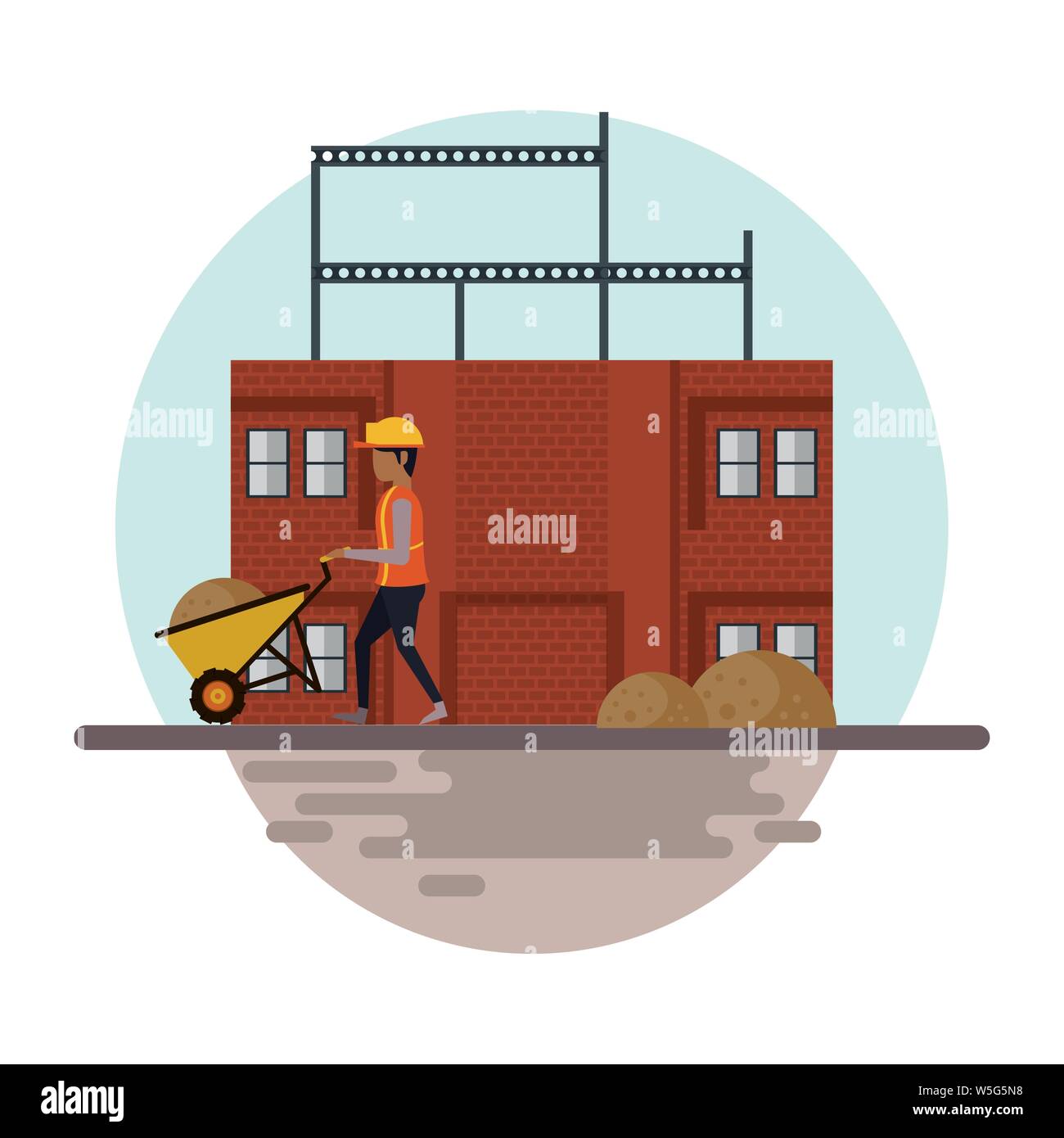 Under construction zone with workers Stock Vector