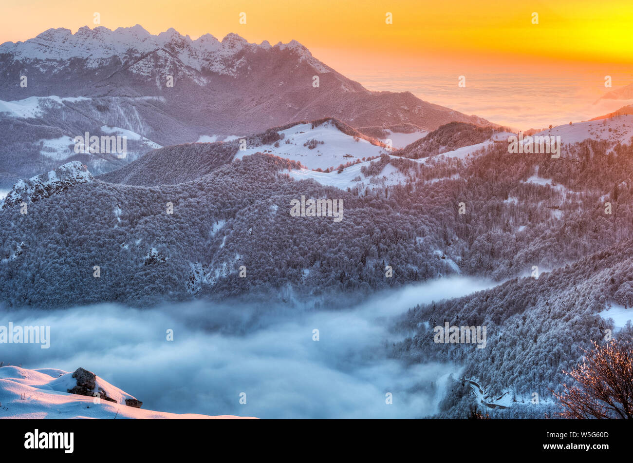 Italy, Lombardy, Orobie Alps Regional Park, Mt. Resegone from Piani d'Alben Stock Photo